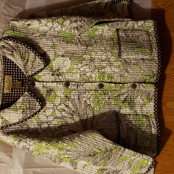 White with light green and brown Jacket Peck & Peck Weekend Size XL - Picture 3 of 3